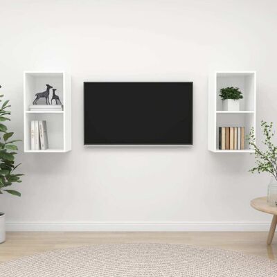 vidaXL Wand-TV-Schränke - Set aus 2 Weiß Sperrholz 37x37x72 cm vidaXL Wand-TV-Schränke - Set aus 2 Weiß Sperrholz 37x37x72 cm