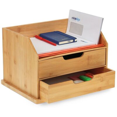 Relaxdays - Schreibtisch-organizer, 2 Schubladen, Büro, Ablage Für Briefe & Dokumente, Hbt 24 X 36 X 28 Cm, Bambus, Natur Relaxdays - Schreibtisch-organizer, 2 Schubladen, Büro, Ablage Für Briefe & Dokumente, Hbt 24 X 36 X 28 Cm, Bambus, Natur