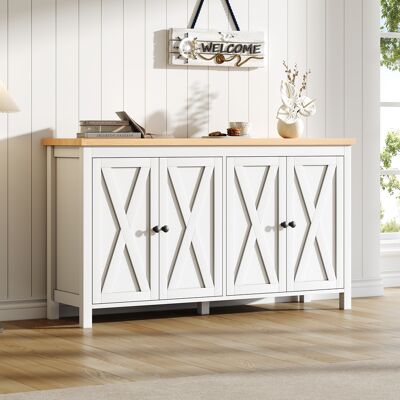 SANS MARQUE Modernes Weiß Sideboard Mit 4 Türen, Mit Schwarzem, Rundem Griff,2 Partitionen, Multifunktionaler Aufbewahrungsschrank Aus Mdf-material, Wohnzimmer Esszimmer Schrank,eingangshalle,weiß,140×40×78 Cm – SANS MARQUE Modernes Weiß Sideboard Mit 4 Türen, Mit Schwarzem, Rundem Griff,2 Partitionen, Multifunktionaler Aufbewahrungsschrank Aus Mdf-material, Wohnzimmer Esszimmer Schrank,eingangshalle,weiß,140×40×78 Cm –