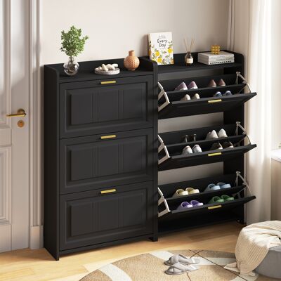 KELLANY 7024120cm Schuhschrank Schuhregal, Mit 6 Fächern, Schränke Schuhschränke Schuhhochschränke,kann In Fluren, Türen, Wohnzimmern Und Büros Aufgestellt Werden,mdf+spanplatte, Schwarz, 2-teiliges Set KELLANY 7024120cm Schuhschrank Schuhregal, Mit 6 Fächern, Schränke Schuhschränke Schuhhochschränke,kann In Fluren, Türen, Wohnzimmern Und Büros Aufgestellt Werden,mdf+spanplatte, Schwarz, 2-teiliges Set