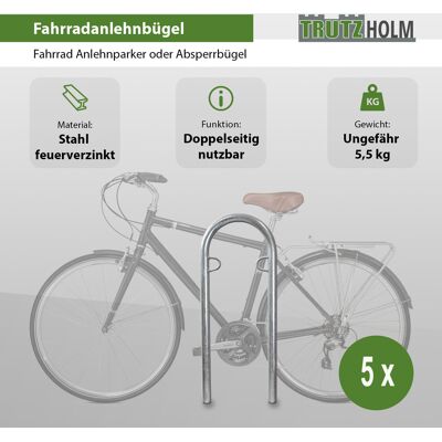 BAUMARKTPLUS 5 X Fahrradanlehnbügel 111,5 X 40 Cm Stahl Feuerverzinkt Ø 49 Mm Grau Einbetonieren Fahrradständer Parker Typ U BAUMARKTPLUS 5 X Fahrradanlehnbügel 111,5 X 40 Cm Stahl Feuerverzinkt Ø 49 Mm Grau Einbetonieren Fahrradständer Parker Typ U