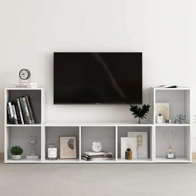 3-tlg. Tv-schrank-set Weiß Holzwerkstoff Vidaxl 3-tlg. Tv-schrank-set Weiß Holzwerkstoff Vidaxl