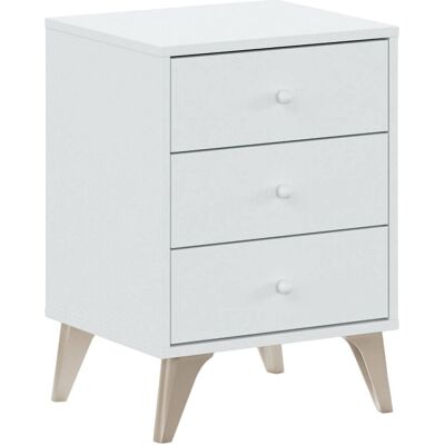 Nachttisch Seattle, Nachttisch Mit 3 Schubladen, Nachttisch, Cm 40x34h56, Weiß Und Eiche - Dmora Nachttisch Seattle, Nachttisch Mit 3 Schubladen, Nachttisch, Cm 40x34h56, Weiß Und Eiche - Dmora