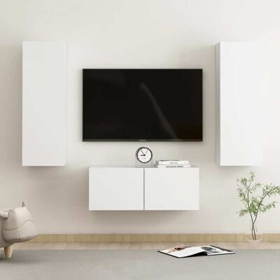 vidaXL TV-Schränke 3-teilig Weiß - TV Möbel vidaXL TV-Schränke 3-teilig Weiß - TV Möbel