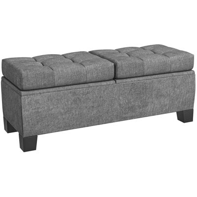OEM Sitzbank Mit Stauraum, Polsterbank Mit Leinenoptik, Gepolsterte Aufbewahrungsbox Bis 180kg Belastbar, Für Flur, Schlafzimmer, Wohnzimmer, 116x41x47 Cm, Grau OEM Sitzbank Mit Stauraum, Polsterbank Mit Leinenoptik, Gepolsterte Aufbewahrungsbox Bis 180kg Belastbar, Für Flur, Schlafzimmer, Wohnzimmer, 116x41x47 Cm, Grau