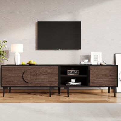 SANS MARQUE 180 Lowboard Fernsehschrank, Tv-ständer Für Das Wohnzimmer,tv-schrank Mit 2 Schränke, Tv-board Mit Offene Ablagefächer, Dunkel Walnussfarben, Passend Für 80 Zoll Fernsehe – Perfekte Maße 180×35×49 Cm, SANS MARQUE 180 Lowboard Fernsehschrank, Tv-ständer Für Das Wohnzimmer,tv-schrank Mit 2 Schränke, Tv-board Mit Offene Ablagefächer, Dunkel Walnussfarben, Passend Für 80 Zoll Fernsehe – Perfekte Maße 180×35×49 Cm,