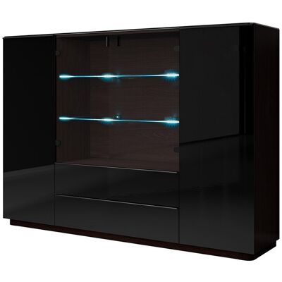 MEUBLORAMA Buffet Hoch Tonga 187,6x134x43,5 Cm Mit 4 Türen, 2 Schubladen Und Led, Farbe Wenge MEUBLORAMA Buffet Hoch Tonga 187,6x134x43,5 Cm Mit 4 Türen, 2 Schubladen Und Led, Farbe Wenge