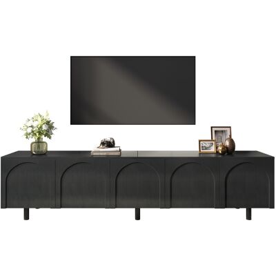 SANS MARQUE Lowboard Fernsehtisch Wohnzimmer, Tv-schrank Mit 5 Türen, Metallfüße, Aus Pb Und Mdf Gefertigt, Modernes Stauraum Tv-board – Bogenförmige Türgestaltung – Modernes Zeitloses Design, Hergestellt Aus Pb SANS MARQUE Lowboard Fernsehtisch Wohnzimmer, Tv-schrank Mit 5 Türen, Metallfüße, Aus Pb Und Mdf Gefertigt, Modernes Stauraum Tv-board – Bogenförmige Türgestaltung – Modernes Zeitloses Design, Hergestellt Aus Pb