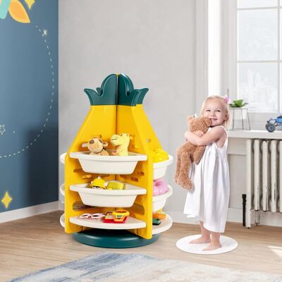 Costway - Kinder Spielzeugregal Drehbar, Mit 8 Kunststoff Aufbewahrungsboxen In Ananasform, 3 Ebenen Spielzeugaufbewahrung 74 X 74 X 106 Cm Costway - Kinder Spielzeugregal Drehbar, Mit 8 Kunststoff Aufbewahrungsboxen In Ananasform, 3 Ebenen Spielzeugaufbewahrung 74 X 74 X 106 Cm