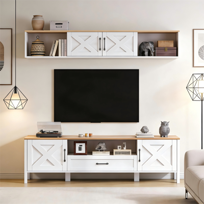 SANS MARQUE 180 Tv Wohnwand-set , Tv-ständer + Hängende Vitrine, Mediawand Set, Tv Wohnzimmermöbel-set Mit 4 Schränke Und 1 Schublade, Tv-schrank Set, Tv Bis 80', Weiß – Zwei Komplette Sets In Einem Ein Tv-schran SANS MARQUE 180 Tv Wohnwand-set , Tv-ständer + Hängende Vitrine, Mediawand Set, Tv Wohnzimmermöbel-set Mit 4 Schränke Und 1 Schublade, Tv-schrank Set, Tv Bis 80', Weiß – Zwei Komplette Sets In Einem Ein Tv-schran