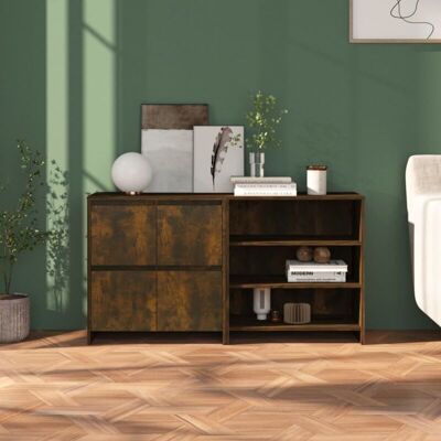 vidaXL 2 Stück Sideboard gerahmtes Eichenholz - Sideboard vidaXL 2 Stück Sideboard gerahmtes Eichenholz - Sideboard