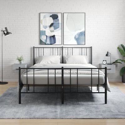 vidaXL Wandmontierte Nachttische - 2 Stück - Graues Beton-Design vidaXL Wandmontierte Nachttische - 2 Stück - Graues Beton-Design