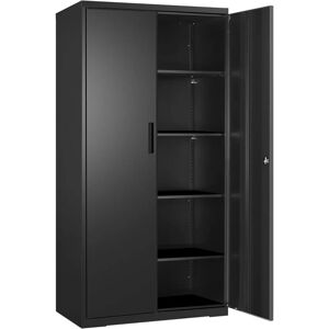 Songmics - Aktenschrank, Mehrzweckschrank, Stahl-Aufbewahrungsschrank, 5 Ebenen, Doppeltüren, Schloss, Werkzeugschrank, verstellbare Ablagen, für