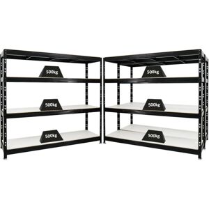 PROREGAL - REGALE GÜNSTIG KAUFEN Mega Deal 3x Profi Schwerlastregal Rhino HxBxT 180x200x60cm 4 Melamin-Ebenen 16mm Fachlast 500kg Schwarz - Schwarz