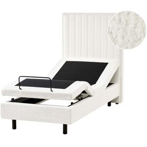 BELIANI Bett verstellbar Bouclé CASTELLAN 80 x 200 cm Cremeweiß BELIANI Bett verstellbar Bouclé CASTELLAN 80 x 200 cm Cremeweiß