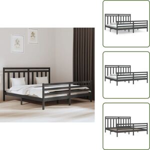 VIDAXL Massivholzbett Grau 200x200 Cm - Holzbett - Massivholzbette - Kiefernbett - Doppelbett - Boxspringbetten VIDAXL Massivholzbett Grau 200x200 Cm - Holzbett - Massivholzbette - Kiefernbett - Doppelbett - Boxspringbetten