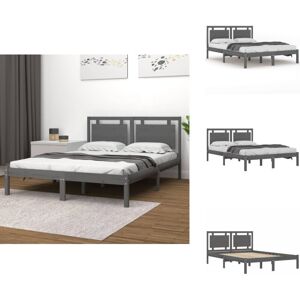 VIDAXL Massivholzbett Grau 200x200 Cm - Holzbett - Massivholzbette - Kiefernbett - Doppelbett - Boxspringbetten VIDAXL Massivholzbett Grau 200x200 Cm - Holzbett - Massivholzbette - Kiefernbett - Doppelbett - Boxspringbetten
