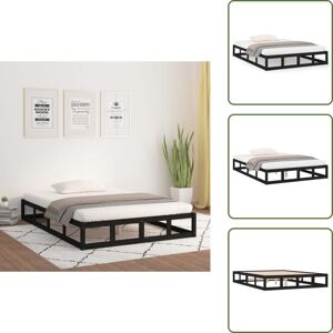 VIDAXL Massivholzbett Schwarz 200x200 Cm - Holzbett - Doppelbett - Massivholzbette - Kiefernbett - Schwarzes Bett VIDAXL Massivholzbett Schwarz 200x200 Cm - Holzbett - Doppelbett - Massivholzbette - Kiefernbett - Schwarzes Bett