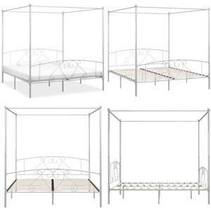 VIDAXL Himmelbett-gestell Weiß Metall 180 X 200 Cm - Himmelbett Gestell - Metallbettrahmen - Doppelbett Rahmen - Weißes Bettgestell - Boxspring Bettgestell - Home & Living VIDAXL Himmelbett-gestell Weiß Metall 180 X 200 Cm - Himmelbett Gestell - Metallbettrahmen - Doppelbett Rahmen - Weißes Bettgestell - Boxspring Bettgestell - Home & Living