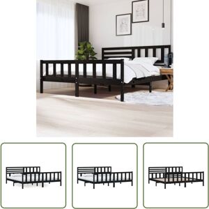 JINLEFU The Living Store Massivholzbett Schwarz 200x200 Cm - Holzbett - Massivholzbette - Doppelbett - Schwarzes Bett - Kiefernbett JINLEFU The Living Store Massivholzbett Schwarz 200x200 Cm - Holzbett - Massivholzbette - Doppelbett - Schwarzes Bett - Kiefernbett
