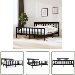 JINLEFU The Living Store Massivholzbett Schwarz 200x200 Cm - Holzbett - Massivholzbette - Doppelbett - Kiefernbett - Schwarzes Bett JINLEFU The Living Store Massivholzbett Schwarz 200x200 Cm - Holzbett - Massivholzbette - Doppelbett - Kiefernbett - Schwarzes Bett