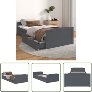 JINLEFU The Living Store Massivholzbett Mit Schubladen Dunkelgrau Kiefer 90x200 Cm - Holzbetten - Kiefernbett - Doppelbett - Boxspringbett - Bettsofa JINLEFU The Living Store Massivholzbett Mit Schubladen Dunkelgrau Kiefer 90x200 Cm - Holzbetten - Kiefernbett - Doppelbett - Boxspringbett - Bettsofa