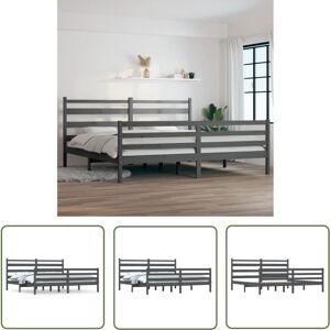 MAISON CHIC The Living Store Massivholzbett Kiefer 200x200 Cm Grau - Massivholzbette - Kiefernbett - Doppelbett - Bettgestell - Grau MAISON CHIC The Living Store Massivholzbett Kiefer 200x200 Cm Grau - Massivholzbette - Kiefernbett - Doppelbett - Bettgestell - Grau