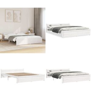 VIDAXL Massivholzbett Weiß 150x200 Cm - Holzbett - Massivholzbette - Kiefernbett - Doppelbett - Boxspringbett - Home & Living VIDAXL Massivholzbett Weiß 150x200 Cm - Holzbett - Massivholzbette - Kiefernbett - Doppelbett - Boxspringbett - Home & Living