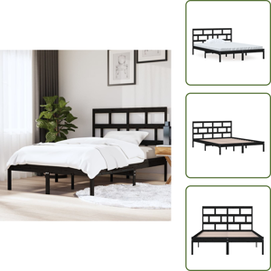 VIDAXL Massivholzbett Schwarz 150x200 Cm - Holzbett - Doppelbett - Massivholzbette - Kiefernholzbett - Schwarzes Bett VIDAXL Massivholzbett Schwarz 150x200 Cm - Holzbett - Doppelbett - Massivholzbette - Kiefernholzbett - Schwarzes Bett