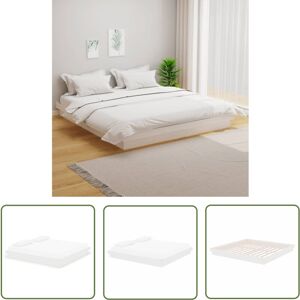 The Living Store Massivholzbett Weiß 200x200 Cm - Holzbett - Massivholzbette - Kiefernbett - Doppelbett - Weißes Bett The Living Store Massivholzbett Weiß 200x200 Cm - Holzbett - Massivholzbette - Kiefernbett - Doppelbett - Weißes Bett