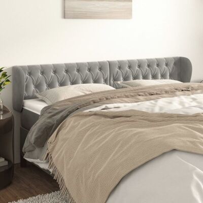 Kopfteil Mit Ohren Hellgrau 203x23x78/88 Cm Samt Vidaxl Kopfteil Mit Ohren Hellgrau 203x23x78/88 Cm Samt Vidaxl