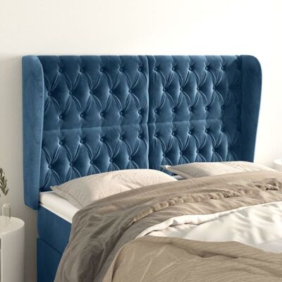 Kopfteil Mit Ohren Dunkelblau 147x23x118/128 Cm Samt Vidaxl Kopfteil Mit Ohren Dunkelblau 147x23x118/128 Cm Samt Vidaxl