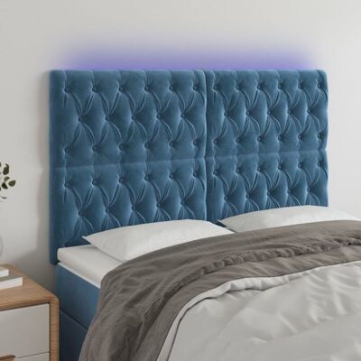 vidaXL Kopfteil mit LED, Dunkelblauer Samt - Kopfteil mit LED-Lichtern vidaXL Kopfteil mit LED, Dunkelblauer Samt - Kopfteil mit LED-Lichtern