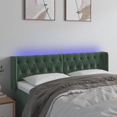 vidaxl Betthaupt mit LED - Samt dunkelgrün - 147x16x78/88 cm vidaxl Betthaupt mit LED - Samt dunkelgrün - 147x16x78/88 cm