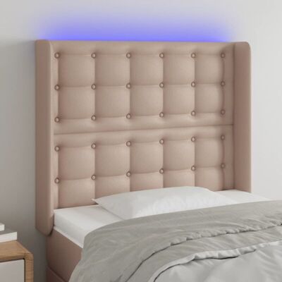 vidaXL Kopfteil mit LED - 83x16x118/128 cm - Cappuccino - Kopfteil mit LED-Beleuchtung vidaXL Kopfteil mit LED - 83x16x118/128 cm - Cappuccino - Kopfteil mit LED-Beleuchtung