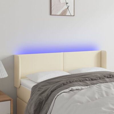 VIDAXL Kopfteil mit LED, Creme - Schlafzimmermöbel VIDAXL Kopfteil mit LED, Creme - Schlafzimmermöbel
