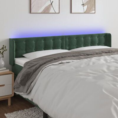 vidaXL Kopfteil mit LED - Dunkelgrün Samt, 183x16x78/88 cm vidaXL Kopfteil mit LED - Dunkelgrün Samt, 183x16x78/88 cm