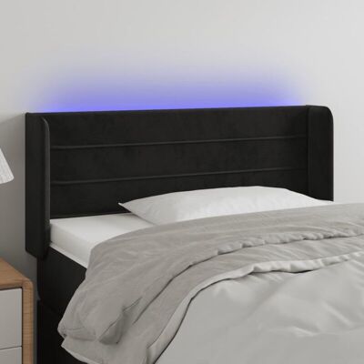 vidaXL Kopfteil mit LED - Samt Schwarz, 83x16x78/88 cm vidaXL Kopfteil mit LED - Samt Schwarz, 83x16x78/88 cm