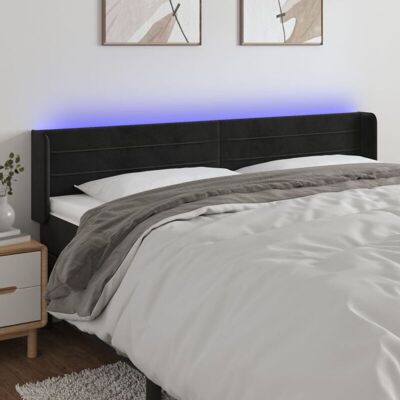 vidaXL Schwarzes Samt-LED-Kopfteil - Modernes Bettdekor vidaXL Schwarzes Samt-LED-Kopfteil - Modernes Bettdekor