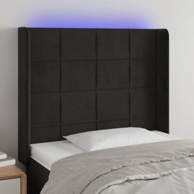 vidaXL Schwarzes Samt LED-Kopfteil - Kopfteil vidaXL Schwarzes Samt LED-Kopfteil - Kopfteil
