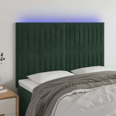 Viva x Dunkelgrüner Samt-Kopfteil mit LED-Lichtern - Kopfteil mit LED, verstellbar, 144x5x118/128 cm Viva x Dunkelgrüner Samt-Kopfteil mit LED-Lichtern - Kopfteil mit LED, verstellbar, 144x5x118/128 cm