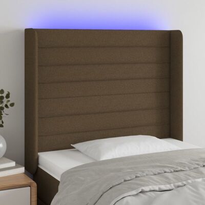 vidaXL Kopfteil mit LED - Dunkelbrauner Stoff 103x16x118/128cm vidaXL Kopfteil mit LED - Dunkelbrauner Stoff 103x16x118/128cm
