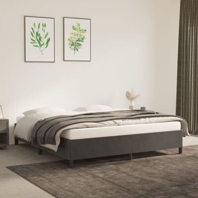 Bettgestell Ohne Matratze Dunkelgrau 180x200 Cm Samt Vidaxl Bettgestell Ohne Matratze Dunkelgrau 180x200 Cm Samt Vidaxl