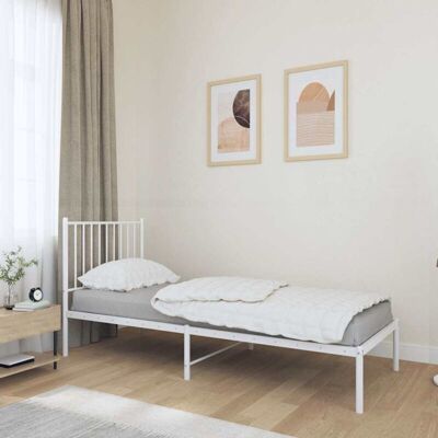 vidaXL Bettgestell Weiß - 80x200cm - Metallbett mit Kopfteil vidaXL Bettgestell Weiß - 80x200cm - Metallbett mit Kopfteil