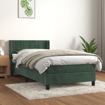 vidaXL Bett mit Samt Dunkelgrün 100x200 cm - Bett vidaXL Bett mit Samt Dunkelgrün 100x200 cm - Bett