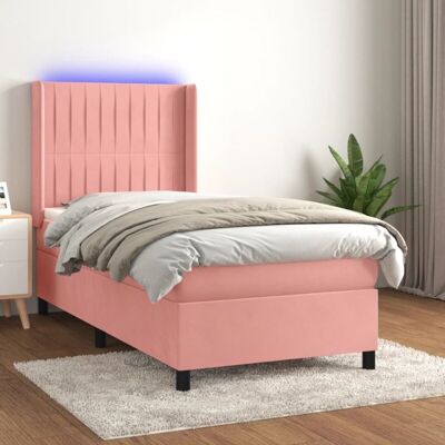 vidaXL Rosafarbenes Samtbettrahmen mit LED vidaXL Rosafarbenes Samtbettrahmen mit LED