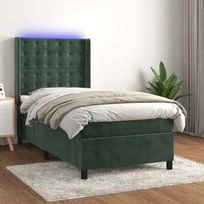 vidaXL Bett mit Matratze und LED - Dunkelgrün - 80x200 cm vidaXL Bett mit Matratze und LED - Dunkelgrün - 80x200 cm