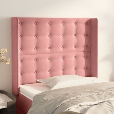 vidaXL Rosa Samt Kopfteil mit Ohren 93x16x118/128 cm - Kopfteil vidaXL Rosa Samt Kopfteil mit Ohren 93x16x118/128 cm - Kopfteil