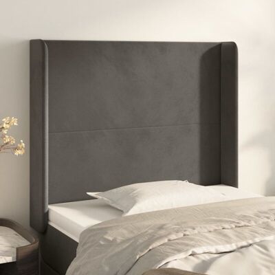 Kopfteil Mit Ohren Dunkelgrau 93x16x118/128 Cm Samt Vidaxl Kopfteil Mit Ohren Dunkelgrau 93x16x118/128 Cm Samt Vidaxl