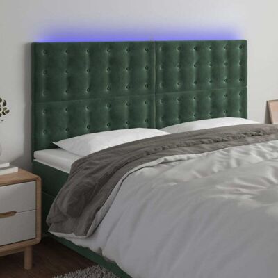vidaXL Dunkelgrünes Samt LED Kopfteil - Kopfteil mit Lichtern vidaXL Dunkelgrünes Samt LED Kopfteil - Kopfteil mit Lichtern